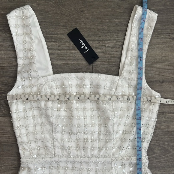 Lulus Beautifully Decadent Mini Dress XS White Sequins Pearls Bridal Engagement - Picture 12 of 12